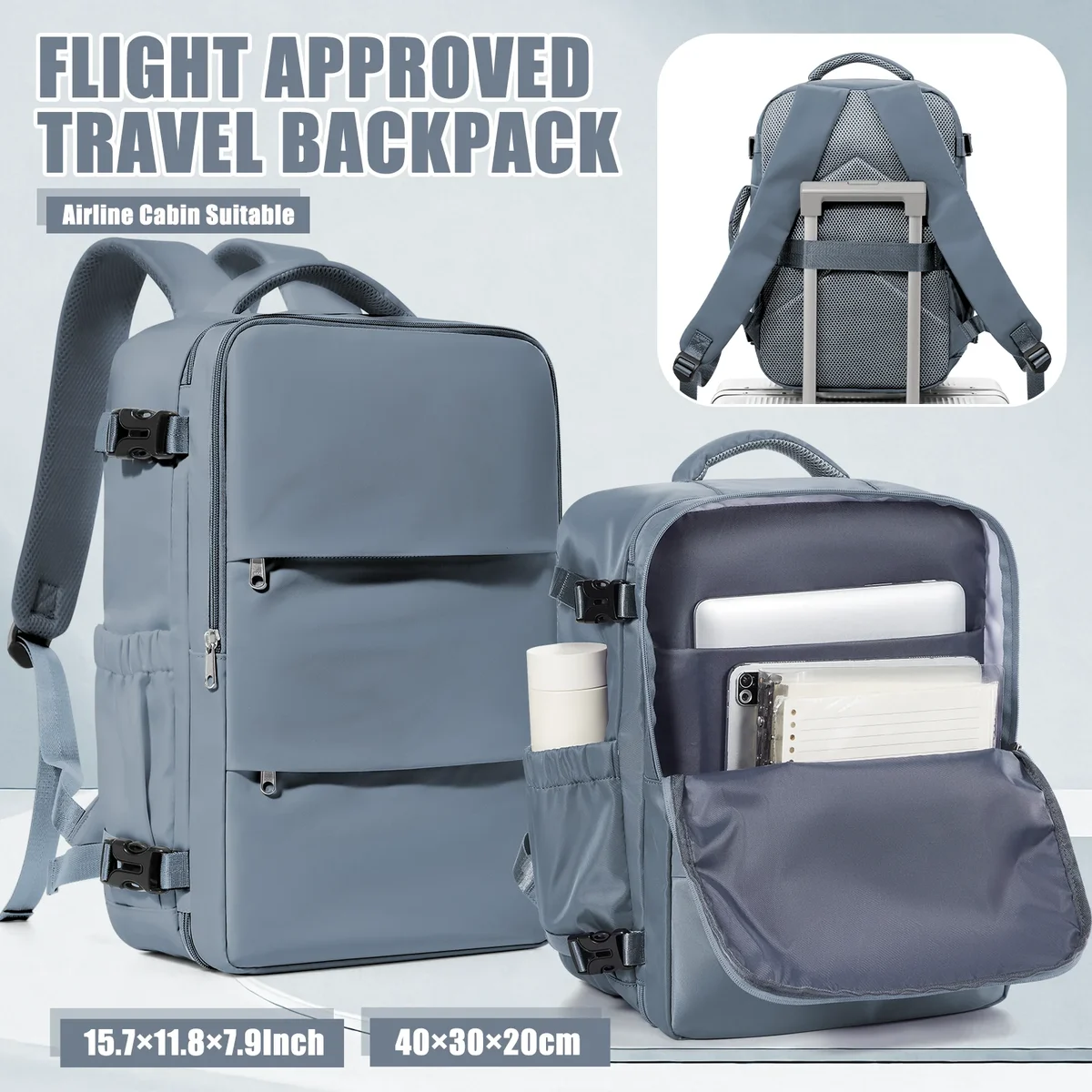 Sac à dos cabine 40 x 30 x 20 ouverture valise