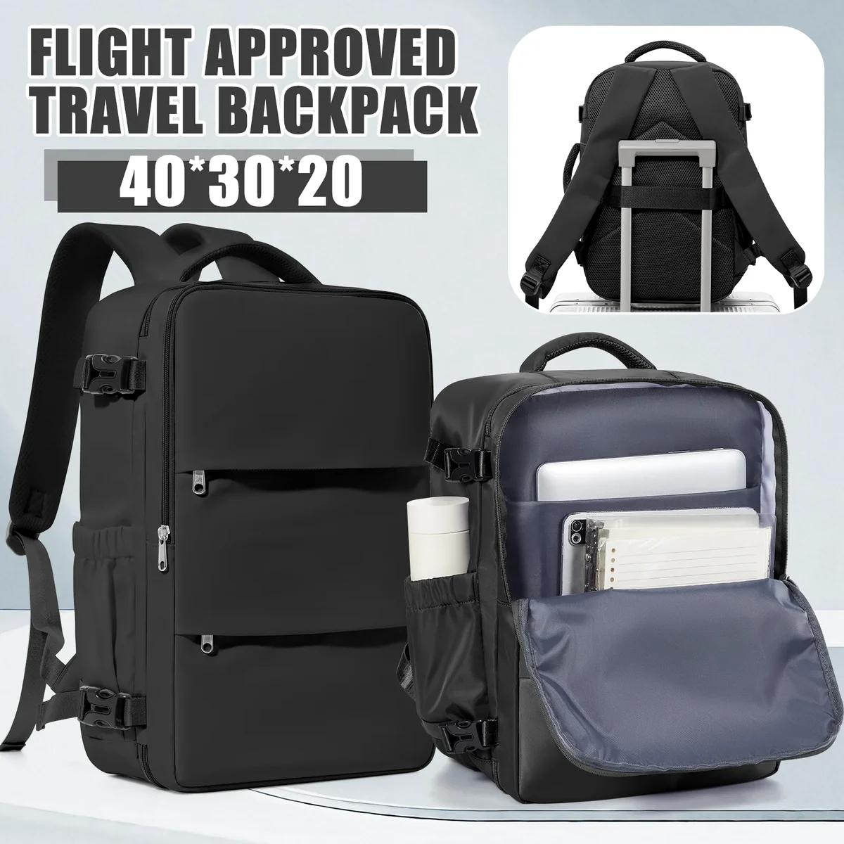 Sac à dos cabine 40 x 30 x 20 ouverture valise