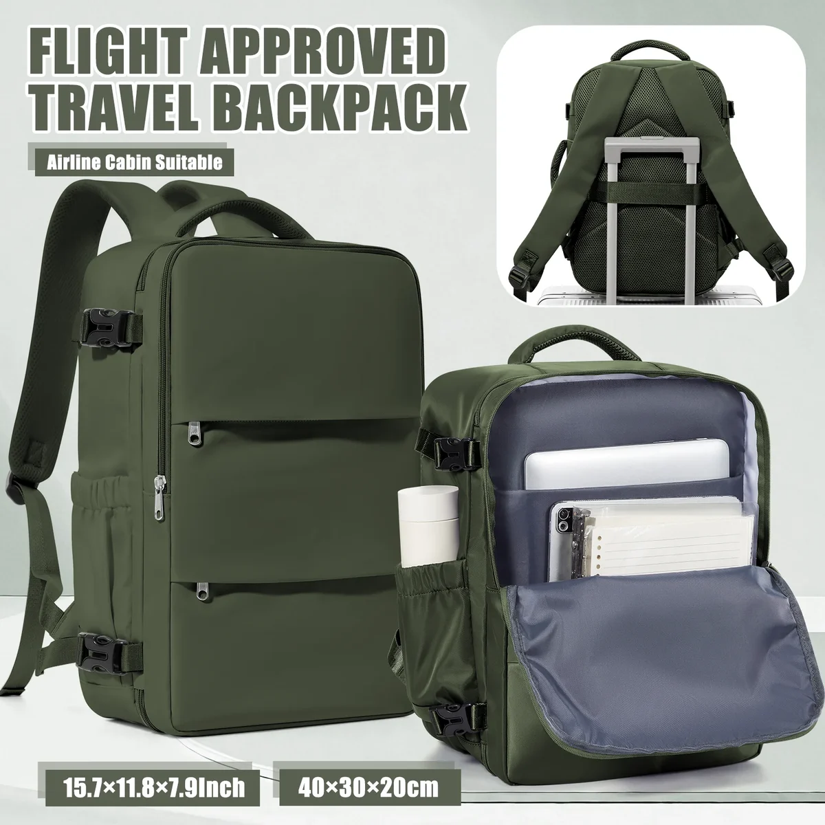 Sac à dos cabine 40 x 30 x 20 ouverture valise