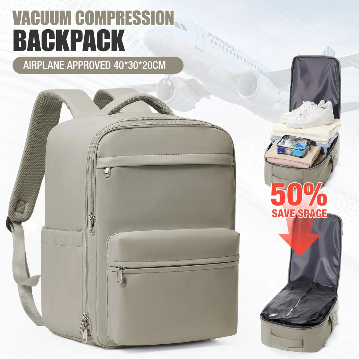 Sac à dos compression sous vide, ordinateur 15,6"